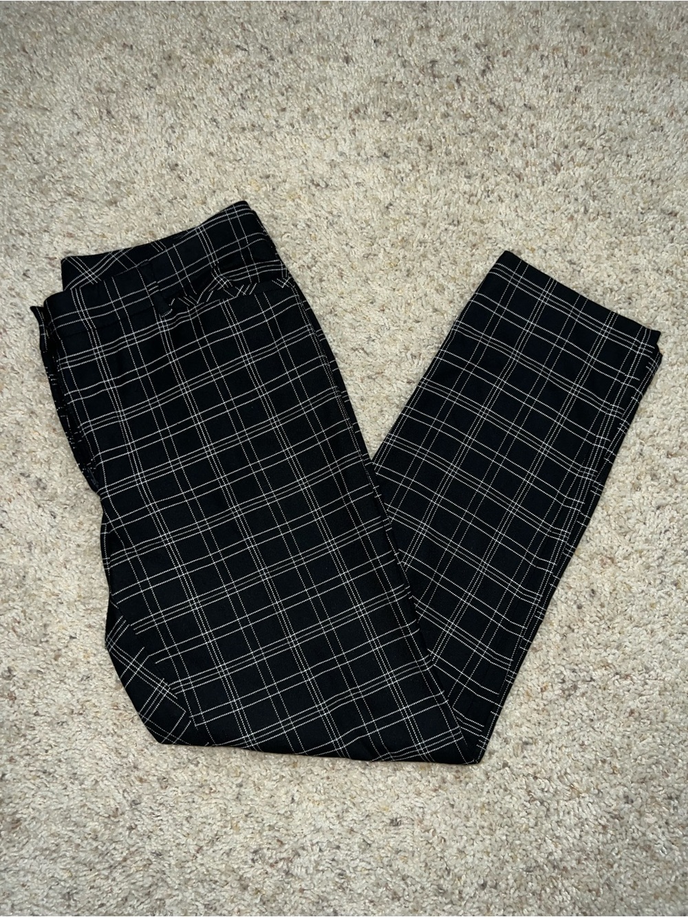 White House Black Market Black Plaid Cropped Pants